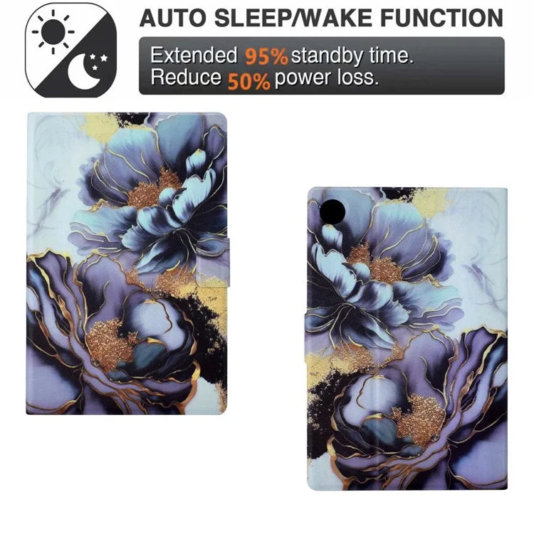 For Samsung Galaxy Tab A9 Case PU Leather Pattern Folding Stand Protective Tablet Cover