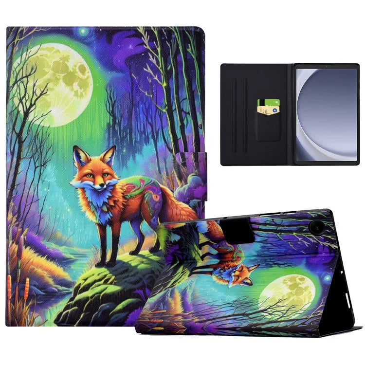 For Samsung Galaxy Tab A9 Case PU Leather Pattern Folding Stand Protective Tablet Cover