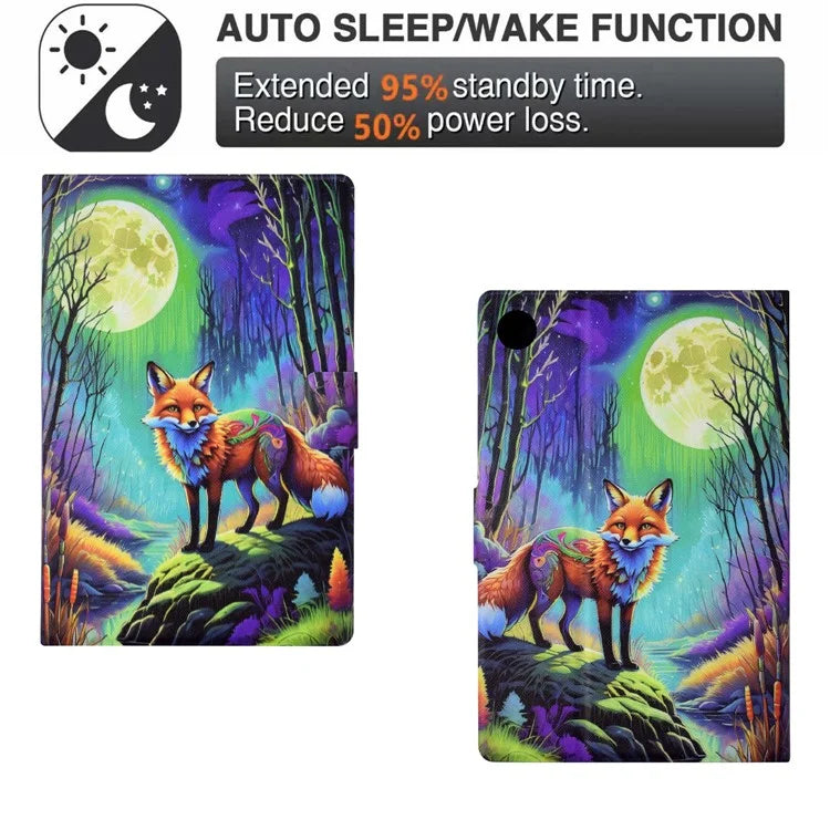 For Samsung Galaxy Tab A9 Case PU Leather Pattern Folding Stand Protective Tablet Cover