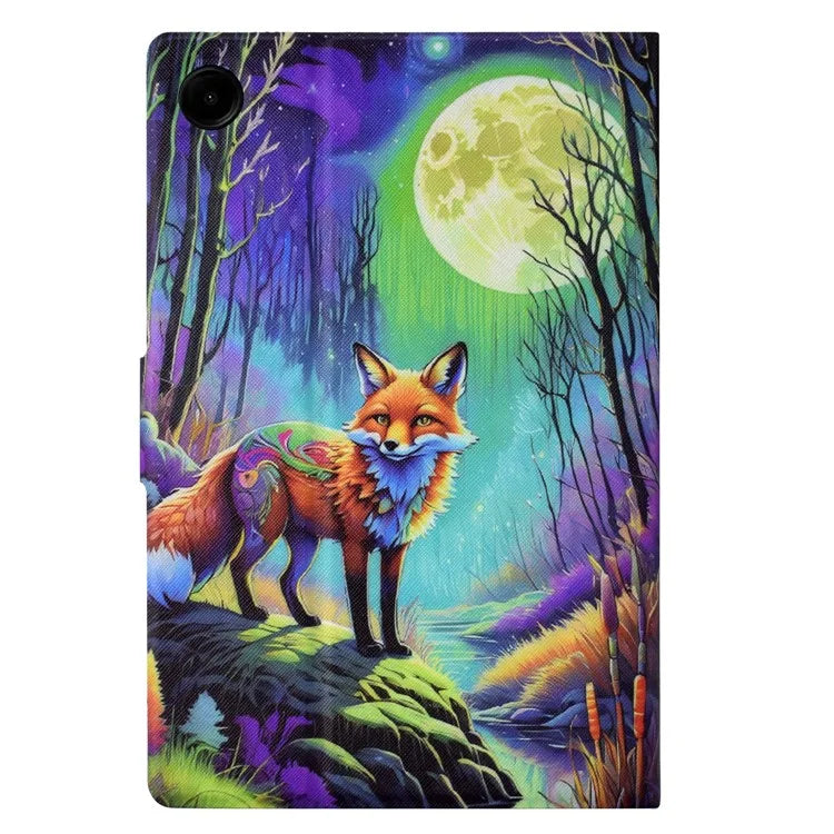 For Samsung Galaxy Tab A9 Case PU Leather Pattern Folding Stand Protective Tablet Cover