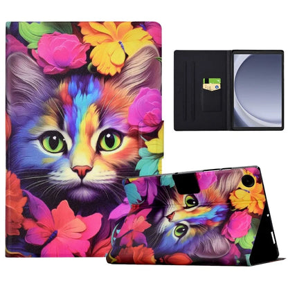For Samsung Galaxy Tab A9 Case PU Leather Pattern Folding Stand Protective Tablet Cover
