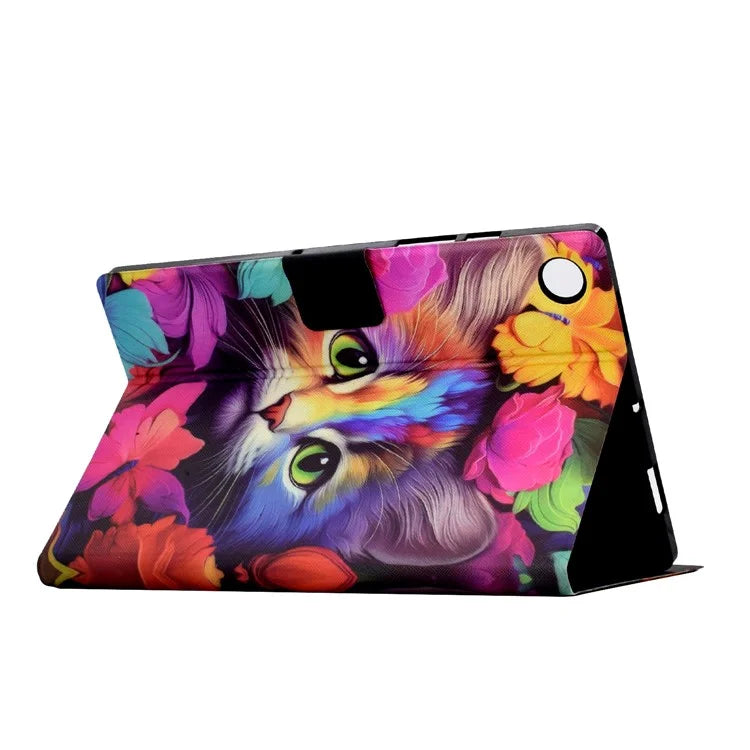 For Samsung Galaxy Tab A9 Case PU Leather Pattern Folding Stand Protective Tablet Cover