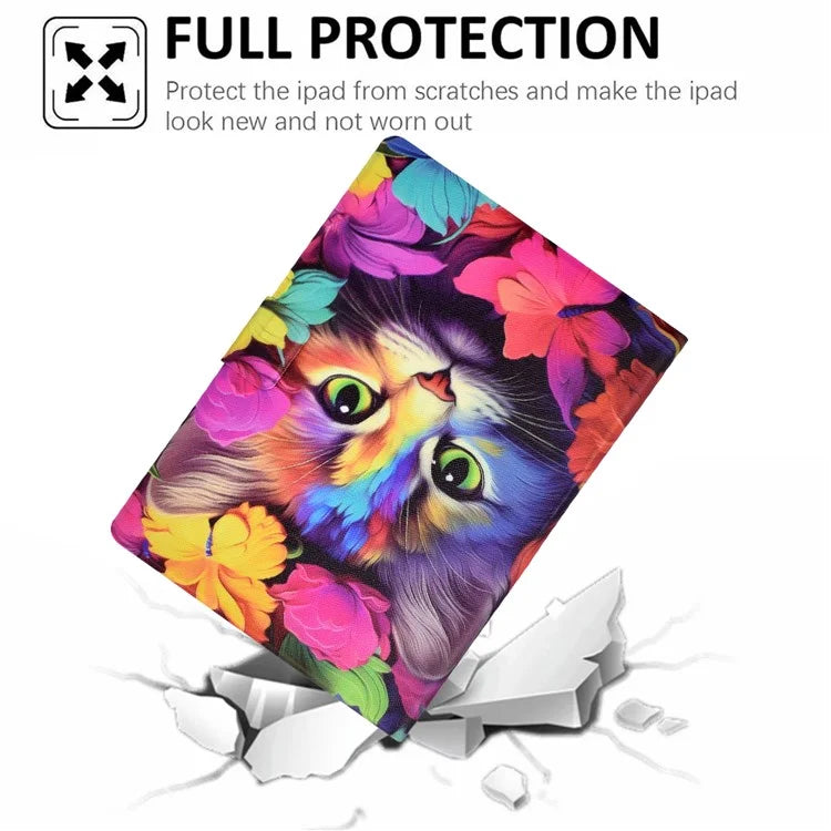 For Samsung Galaxy Tab A9 Case PU Leather Pattern Folding Stand Protective Tablet Cover