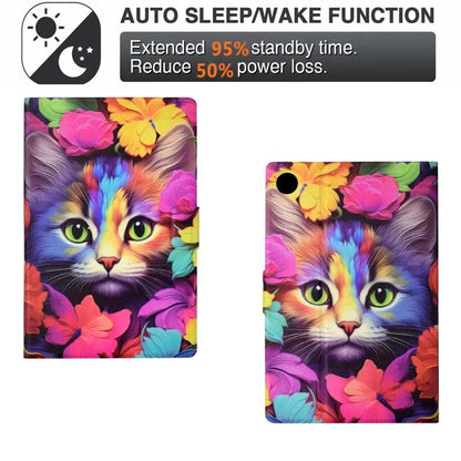 For Samsung Galaxy Tab A9 Case PU Leather Pattern Folding Stand Protective Tablet Cover