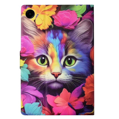 For Samsung Galaxy Tab A9 Case PU Leather Pattern Folding Stand Protective Tablet Cover