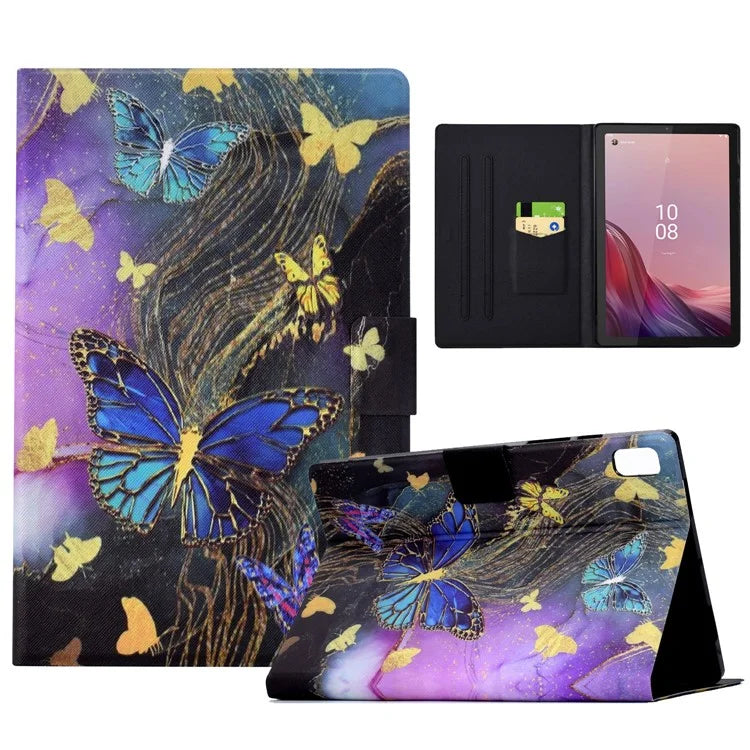 For Lenovo Tab M9 TB-310FU Case Pattern Anti-Collision Leather Shell with Auto Wake / Sleep Function