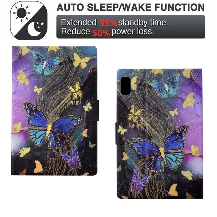 For Lenovo Tab M9 TB-310FU Case Pattern Anti-Collision Leather Shell with Auto Wake / Sleep Function