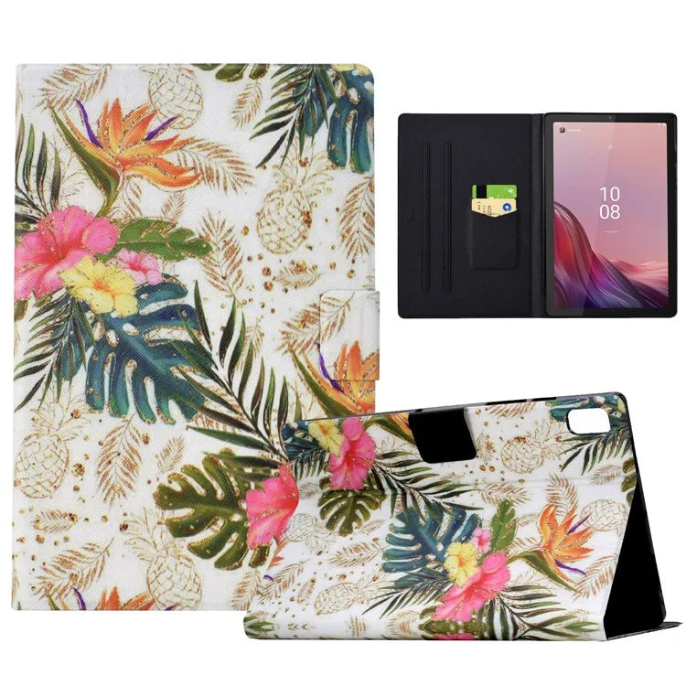 For Lenovo Tab M9 TB-310FU Case Pattern Anti-Collision Leather Shell with Auto Wake / Sleep Function