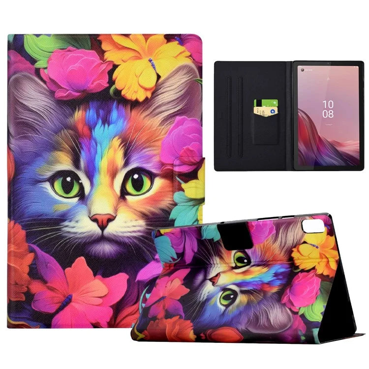 For Lenovo Tab M9 TB-310FU Case Pattern Anti-Collision Leather Shell with Auto Wake / Sleep Function