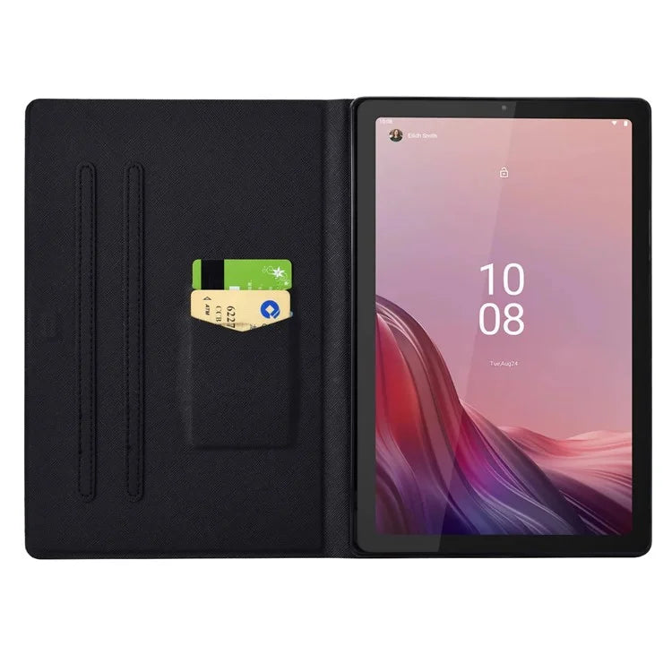 For Lenovo Tab M9 TB-310FU Case Pattern Anti-Collision Leather Shell with Auto Wake / Sleep Function