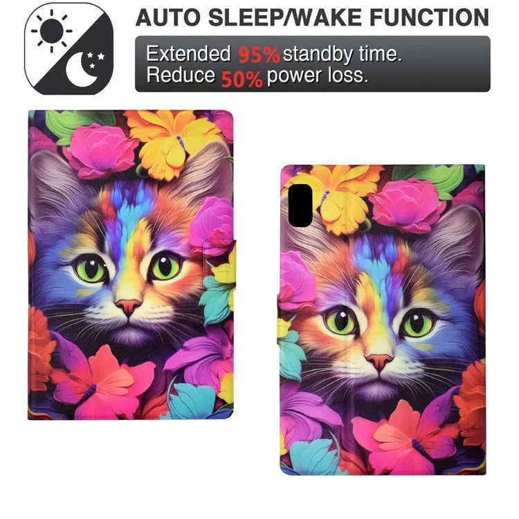 For Lenovo Tab M9 TB-310FU Case Pattern Anti-Collision Leather Shell with Auto Wake / Sleep Function