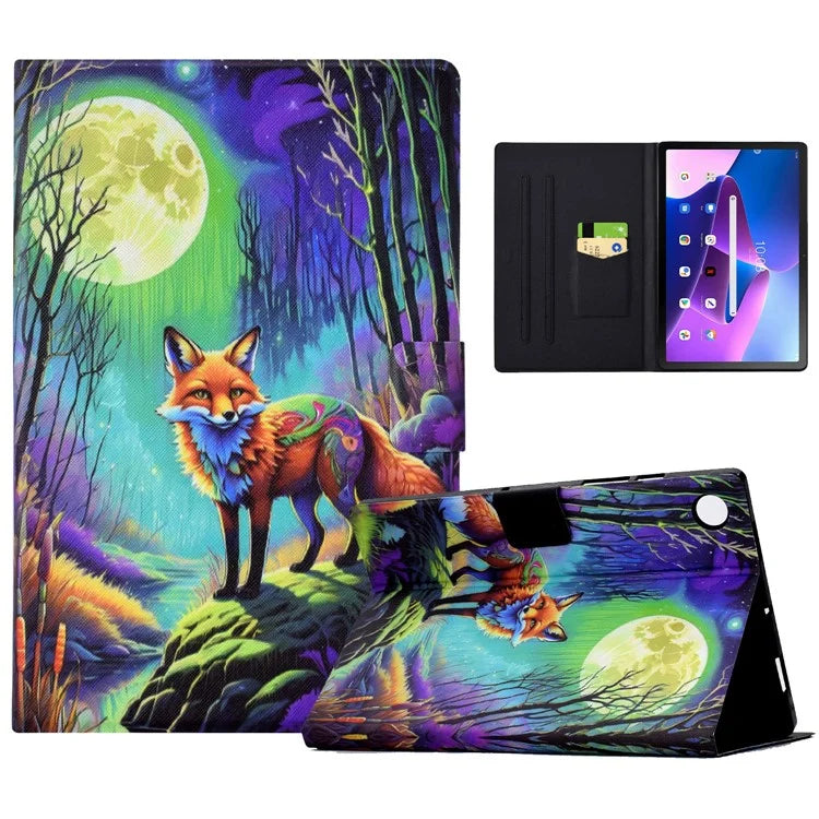 For Lenovo Tab M10 Plus (3rd Gen) Case Pattern Printed PU Leather Tablet Smart Cover with Card Holder