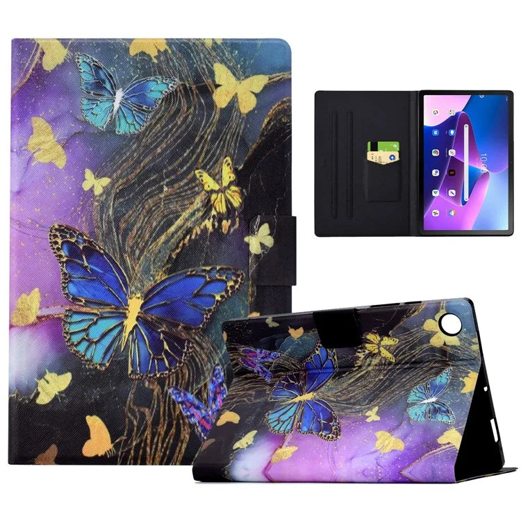 For Lenovo Tab M10 Plus (3rd Gen) Case Pattern Printed PU Leather Tablet Smart Cover with Card Holder