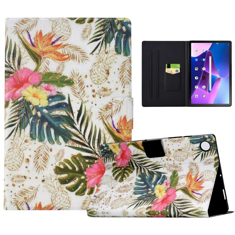 For Lenovo Tab M10 Plus (3rd Gen) Case Pattern Printed PU Leather Tablet Smart Cover with Card Holder