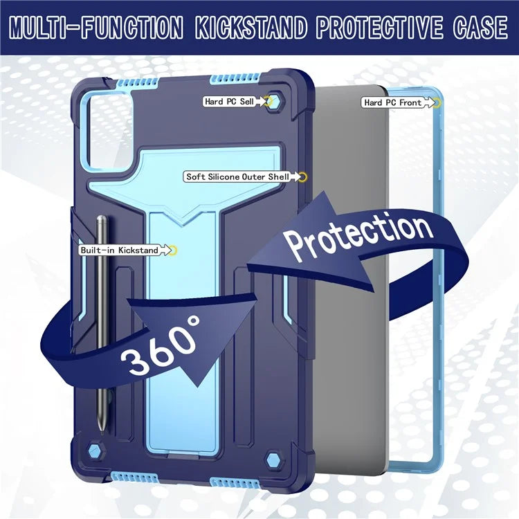 For Lenovo Tab M11 / Xiaoxin Pad 11 2024 Case Case T-Shaped Kickstand PC+Silicone Tablet Cover