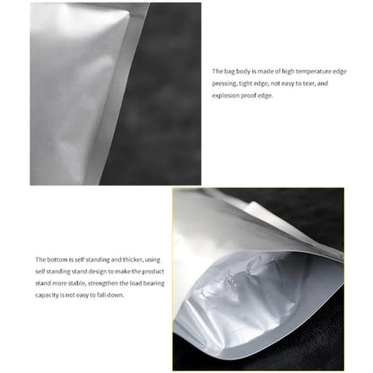 MX-013 100Pcs 8x12cm+3cm 20C Aluminum Foil Storage Bags Resealable Zip Lock Pouches (BPA-free, No FDA Certification)