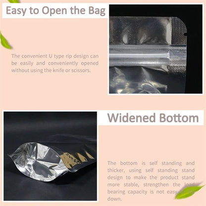 MX-009 100Pcs 12x17cm+4cm 16C Resealable Lock Seal Storage Bags Clear Front Aluminium Foil Bags (BPA-free, No FDA Certification)