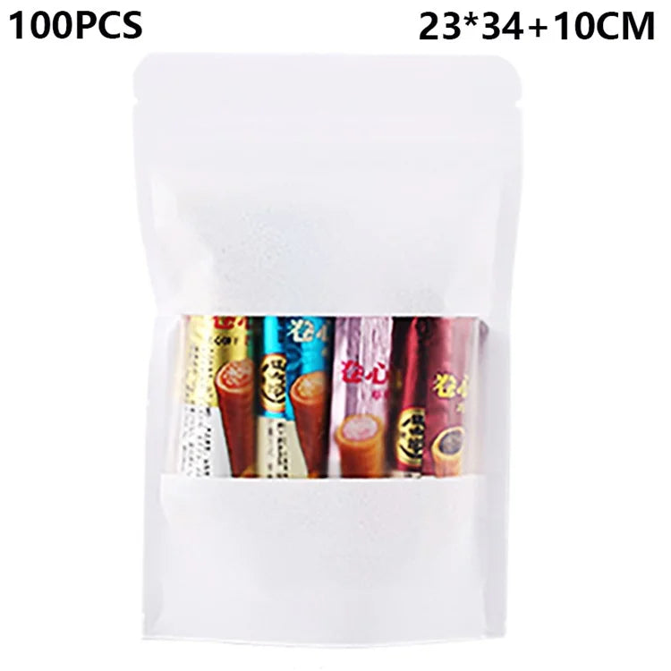 MX-007 100PCS 26C Thickness Bakery Bags 23x34+10CM Kraft Paper Bags (No FDA, BPA-Free)