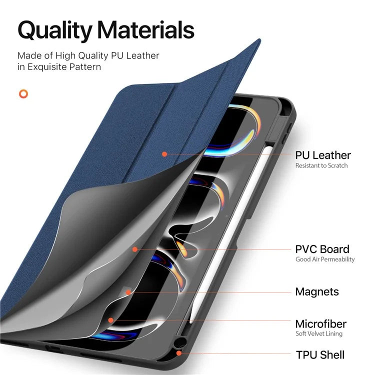 DUX DUCIS Domo Series for iPad Pro 11 (2024) Tablet Case Tri-fold Stand Leather Business Style Cover