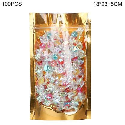 MX-111 100Pcs 18x28+5cm Resealable Stand-Up Bags 16C Candy Storage Pouch with Transparent Window