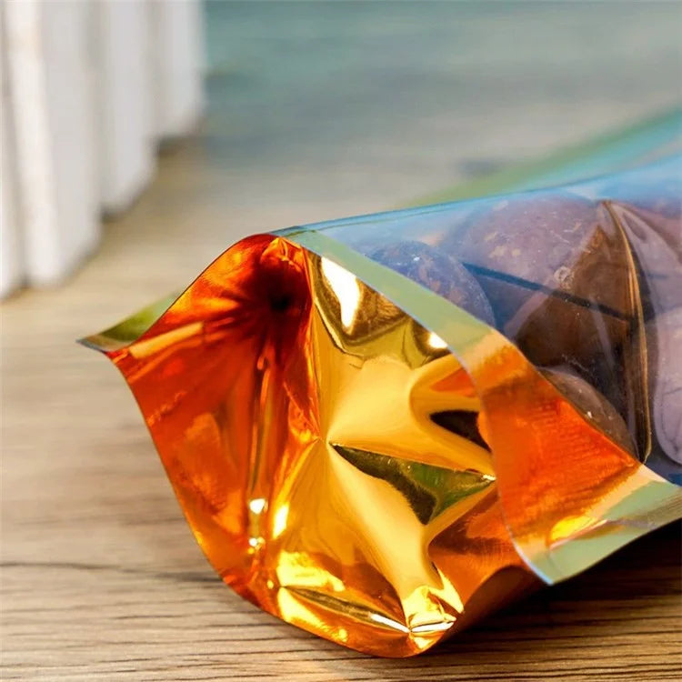 MX-111 100Pcs 18x28+5cm Resealable Stand-Up Bags 16C Candy Storage Pouch with Transparent Window