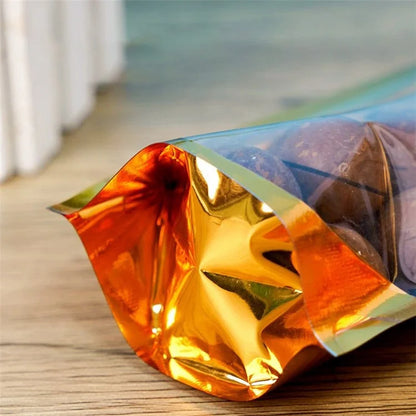 MX-111 100Pcs 18x28+5cm Resealable Stand-Up Bags 16C Candy Storage Pouch with Transparent Window