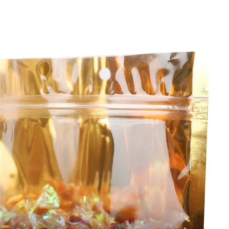 MX-111 100Pcs 18x28+5cm Resealable Stand-Up Bags 16C Candy Storage Pouch with Transparent Window