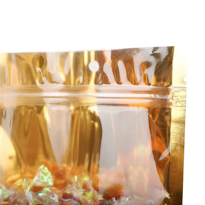 MX-111 100Pcs 18x28+5cm Resealable Stand-Up Bags 16C Candy Storage Pouch with Transparent Window