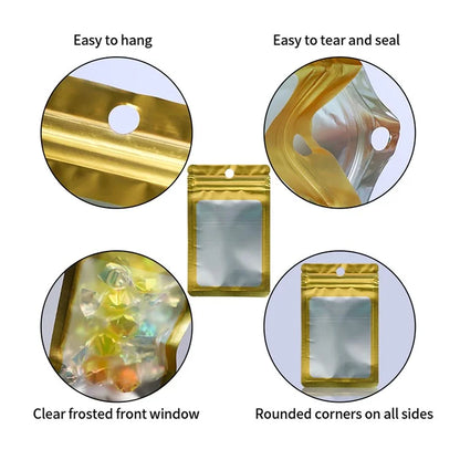 MX-109 100Pcs 10.5x15cm Reusable Seal Pouches Clear Matte Window Sealable Packaging Bag 14C