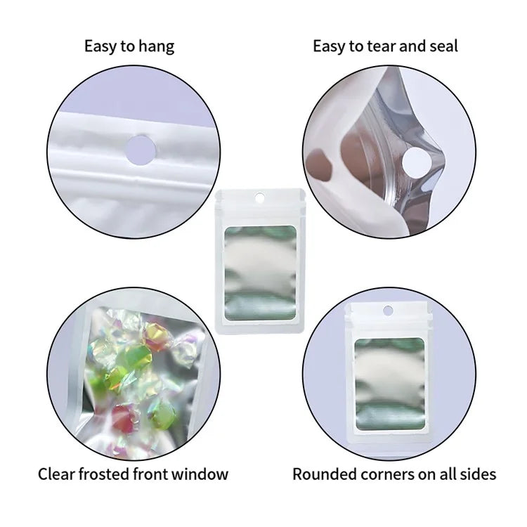 MX-109 100Pcs 10.5x15cm Reusable Seal Pouches Clear Matte Window Sealable Packaging Bag 14C