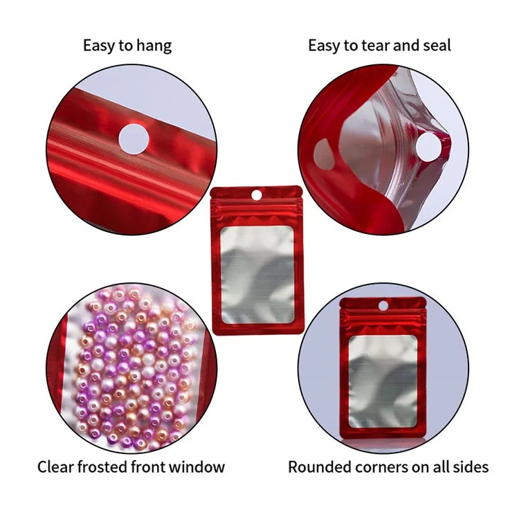 MX-109 100Pcs 10.5x15cm Reusable Seal Pouches Clear Matte Window Sealable Packaging Bag 14C