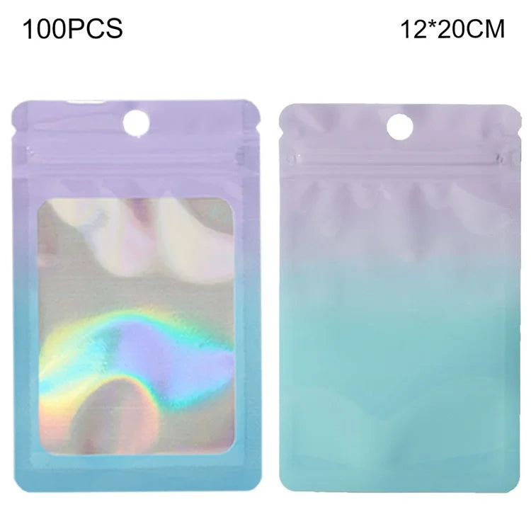 MX-109 100Pcs 12x20cm Seal Pouches with Clear Matte Window 14C Resealable Ziplock Storage Bags