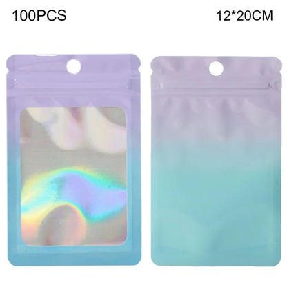 MX-109 100Pcs 12x20cm Seal Pouches with Clear Matte Window 14C Resealable Ziplock Storage Bags
