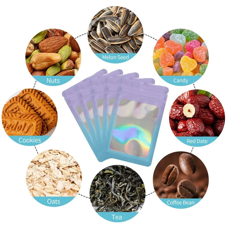 MX-109 100Pcs 12x20cm Seal Pouches with Clear Matte Window 14C Resealable Ziplock Storage Bags