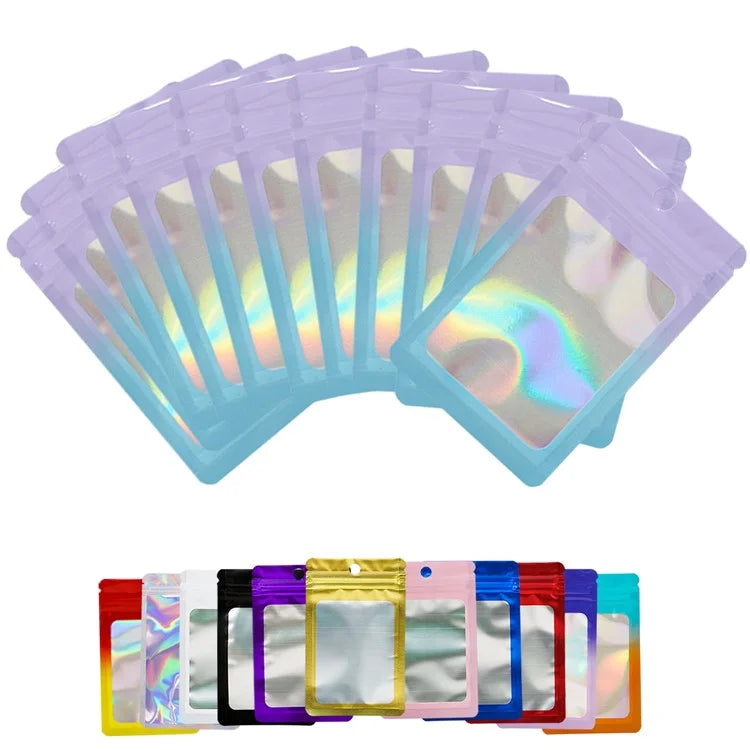 MX-109 100Pcs 12x20cm Seal Pouches with Clear Matte Window 14C Resealable Ziplock Storage Bags