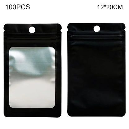 MX-109 100Pcs 12x20cm Seal Pouches with Clear Matte Window 14C Resealable Ziplock Storage Bags