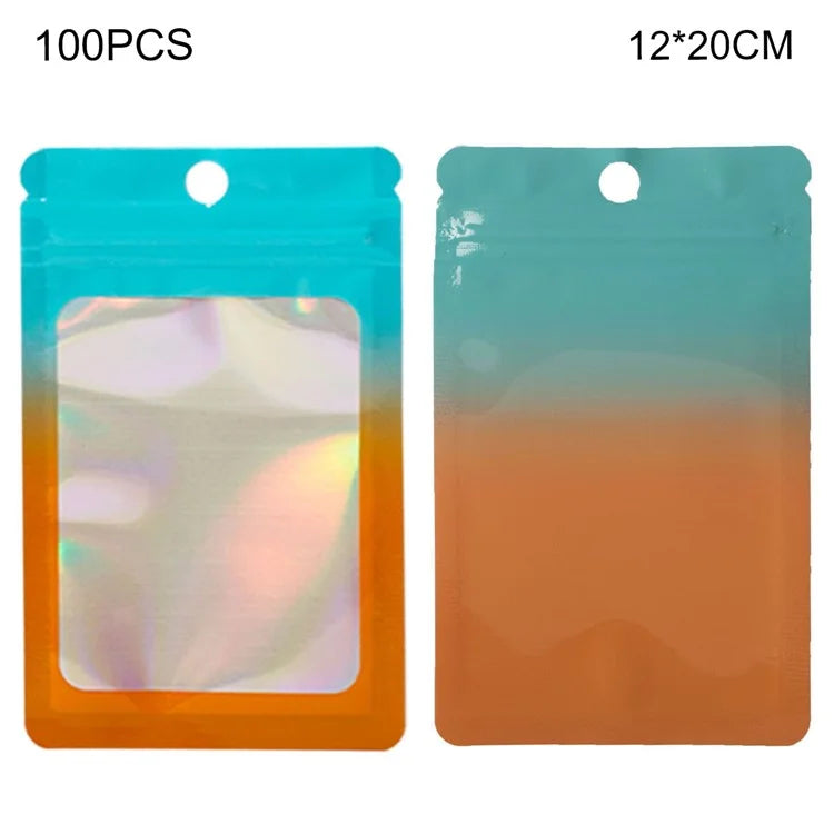 MX-109 100Pcs 12x20cm Seal Pouches with Clear Matte Window 14C Resealable Ziplock Storage Bags