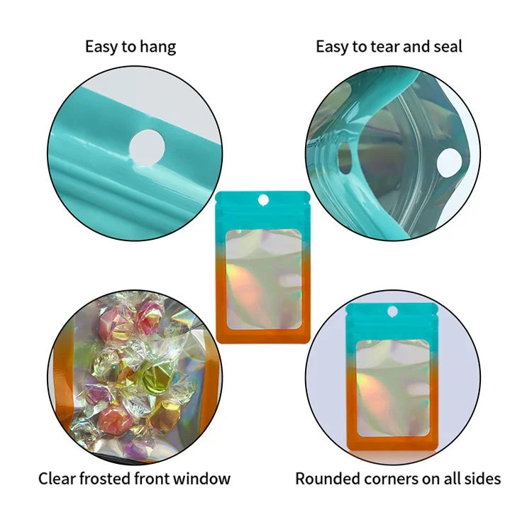 MX-109 100Pcs 12x20cm Seal Pouches with Clear Matte Window 14C Resealable Ziplock Storage Bags