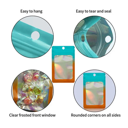 MX-109 100Pcs 12x20cm Seal Pouches with Clear Matte Window 14C Resealable Ziplock Storage Bags