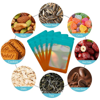 MX-109 100Pcs 12x20cm Seal Pouches with Clear Matte Window 14C Resealable Ziplock Storage Bags