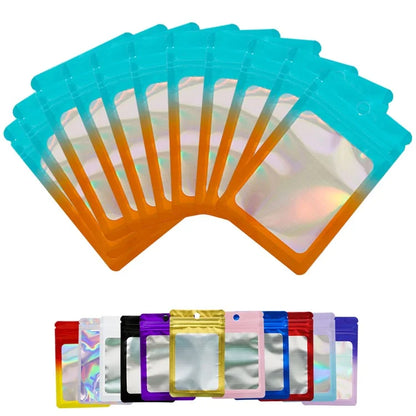 MX-109 100Pcs 12x20cm Seal Pouches with Clear Matte Window 14C Resealable Ziplock Storage Bags