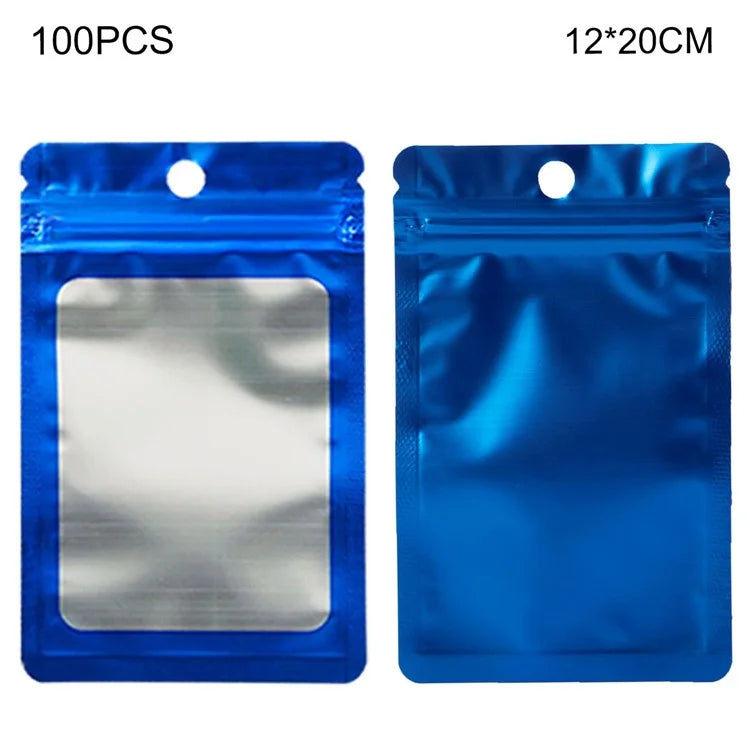 MX-109 100Pcs 12x20cm Seal Pouches with Clear Matte Window 14C Resealable Ziplock Storage Bags