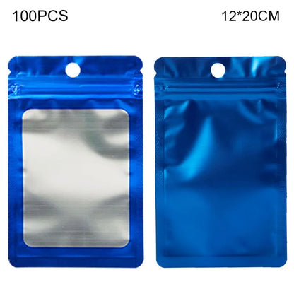 MX-109 100Pcs 12x20cm Seal Pouches with Clear Matte Window 14C Resealable Ziplock Storage Bags