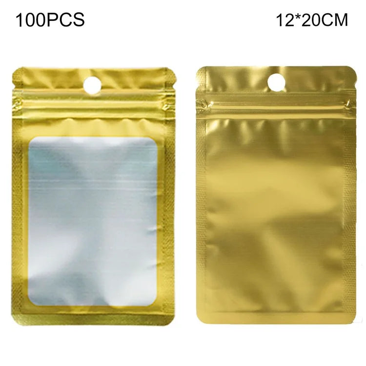 MX-109 100Pcs 12x20cm Seal Pouches with Clear Matte Window 14C Resealable Ziplock Storage Bags