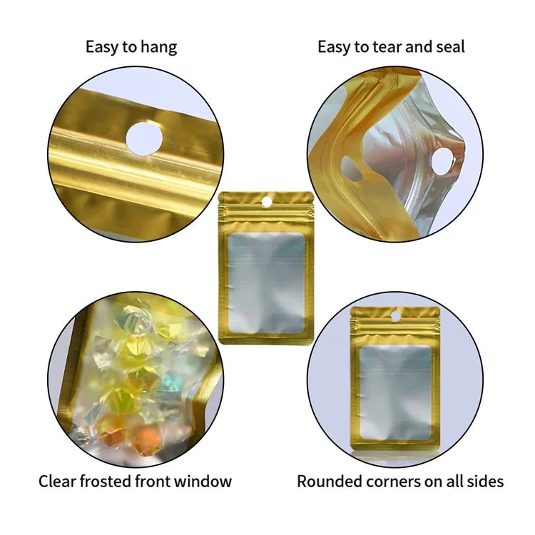 MX-109 100Pcs 12x20cm Seal Pouches with Clear Matte Window 14C Resealable Ziplock Storage Bags