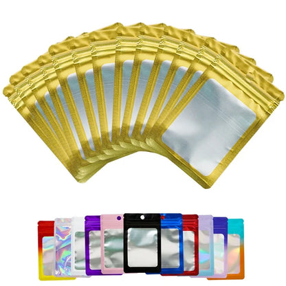 MX-109 100Pcs 12x20cm Seal Pouches with Clear Matte Window 14C Resealable Ziplock Storage Bags