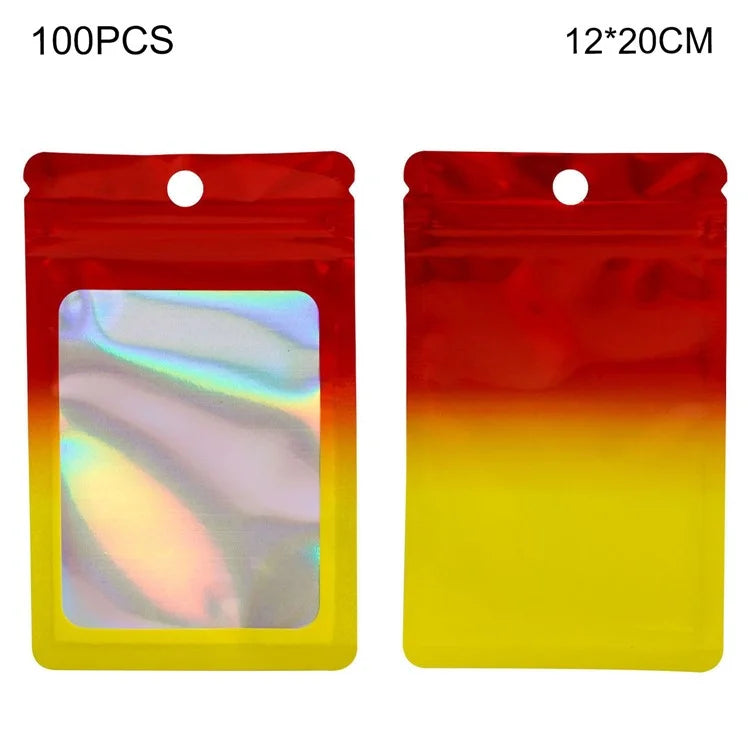 MX-109 100Pcs 12x20cm Seal Pouches with Clear Matte Window 14C Resealable Ziplock Storage Bags