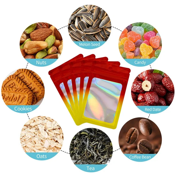 MX-109 100Pcs 12x20cm Seal Pouches with Clear Matte Window 14C Resealable Ziplock Storage Bags