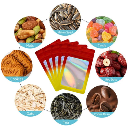 MX-109 100Pcs 12x20cm Seal Pouches with Clear Matte Window 14C Resealable Ziplock Storage Bags
