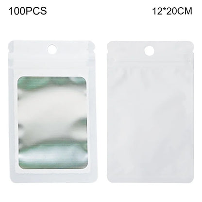 MX-109 100Pcs 12x20cm Seal Pouches with Clear Matte Window 14C Resealable Ziplock Storage Bags